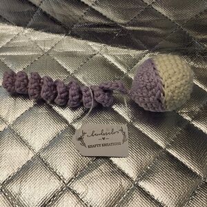 Hand Crafted Purple and Cream Cat Toy
